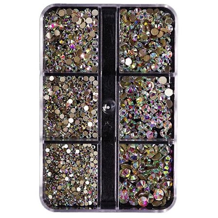 Mixed Size Flatback Rhinestones, Non Hotfix Round Crystal Gems Glass Stone Beads For Face Nail Art Clothes Shoes Bags Bling Embellishments