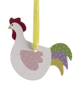 Hengende hane i tre Hvit