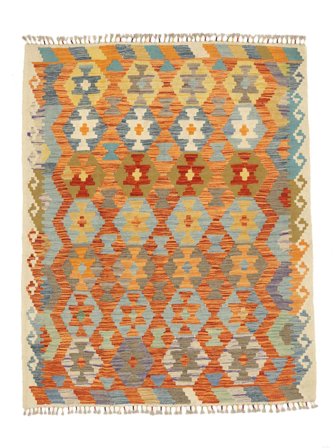 Kilim Afghan Old Style Rug Hand Woven 153X193 Brown/Orange Afghanistan