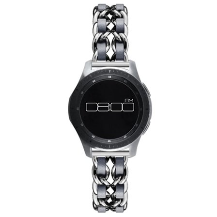 Leather on steel knit watch band for Samsung, Huawei and Amazfit watch - Silver / Grey