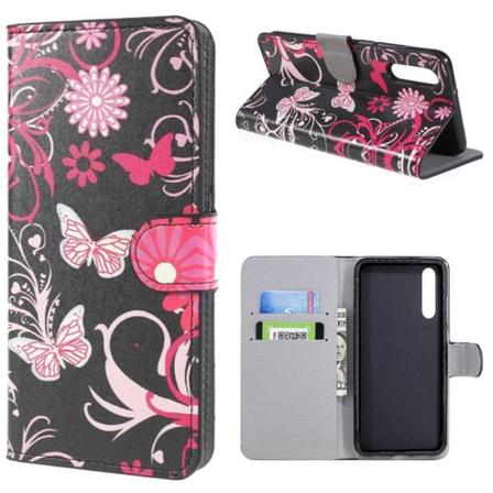 Plånboksfodral Huawei P20 Pro - Svart Med Fjärilar