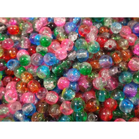 300st Crackle Glaspärlor 4mm- Blandade Färger Flerfärgad 4 Mm