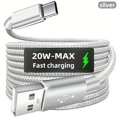 Højhastigheds USB Type-C opladerkabel til Android-telefoner | Kompatibel med Samsung, Redmi, OnePlus, Xiaomi, 20W output, han til han, mat finish