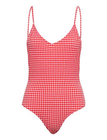 Seersucker Bea Swimsuit Baddräkt Badkläder Röd Becksöndergaard
