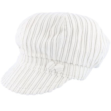 MJM Hats - Vit visor Keps - Sophie W Cotton Velvet White Flat Cap @ Hatstore