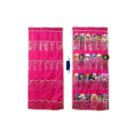 Hængende legetøjsarrangør til børn, vægophængt dukkeopbevaringspose, 24 lommer (legetøj ikke inkluderet), kompatibel med Lol Omg-dukke, Barbie-dukke