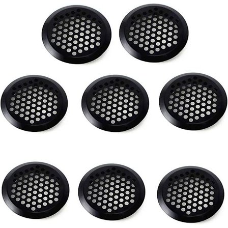 Set med 8 runda luftventilgaller i rostfritt stål kompatibla med köksmöbler, rostfri ventil (35 mm svart)
