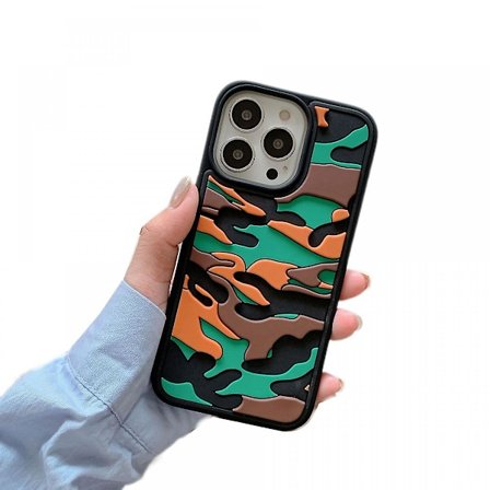bavurmak Klf iPhone X/XS, Kamuflaj Ultra Mjuk Stötskyddande TPU Bumper Trendig Anti-Blå Ljus Skyddande Skal iPhone X/XS - Grön Orange