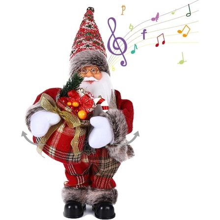 Syngende Dansende Julemand, 35 cm Batteridrevet Elektrisk Julemand med Musik & Dansende Bevægelser