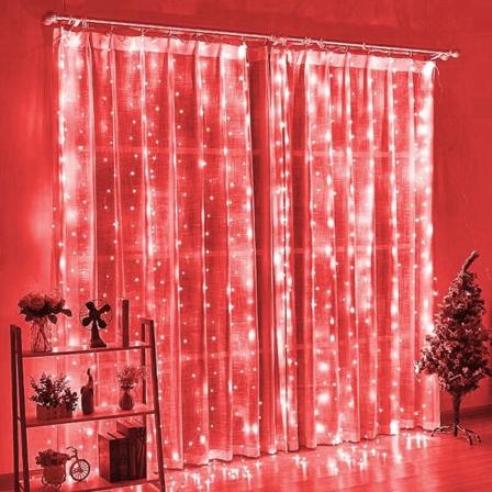 LED Gardin Istappar Strängljus Jul Fairy Lights Dekoration 3m Fjärrkontroll USB Bröllopsgirland för Sovrumsfest Hem 6x1M Red