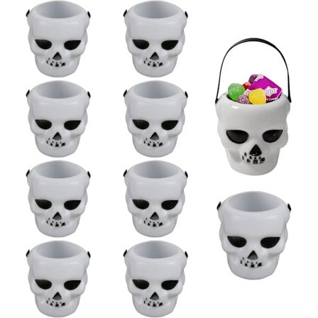 10 stk. Mini Slikspand Heksekedel med Håndtag Kedel Halloween Slikholder Krukke Kranieform Kedler Kopper Trick Or Treat Fest Slik B