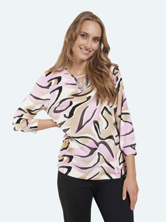 SIGNATURE - 3/4 Ærmet T-shirt - Pink Mix - Similisten