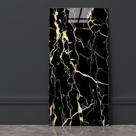 Sett med 6 selvklebende, elastiske PVC-veggpaneler, marmorutseende, veggdekorasjon, tykkelse 2 mm