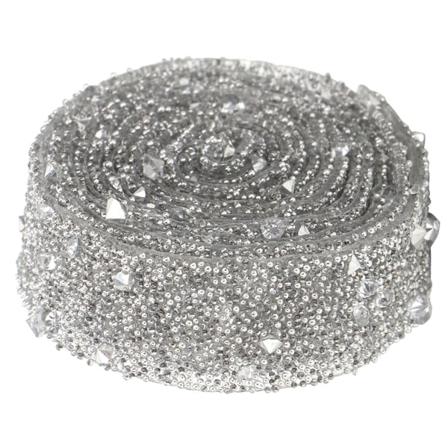1 yard delikat skinnende krystal pailletter Beaded krystalbånd Trim DIY Crafts (sølv)