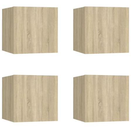 Vidaxl Väggmonterade Tv-skåp 4 St Sonoma-ek 30,5x30x30 Cm Brun