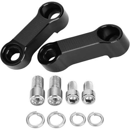 Aluminium Spejlforhøjere Udvidelsesadapter, 10mm 8mm Motorcykel Bagspejl Adapter Kit Forhøjelse Montering Forlænger (1 Styk, Sort)