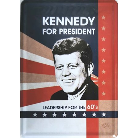 Vykort i plåt - Kennedy for president, USA