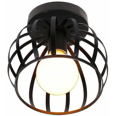 Vintage industriell design taklampa burform 20cm svart, järnmetall taklampa för vardagsrum sovrum matsal (utan LED-lampa)_jarx