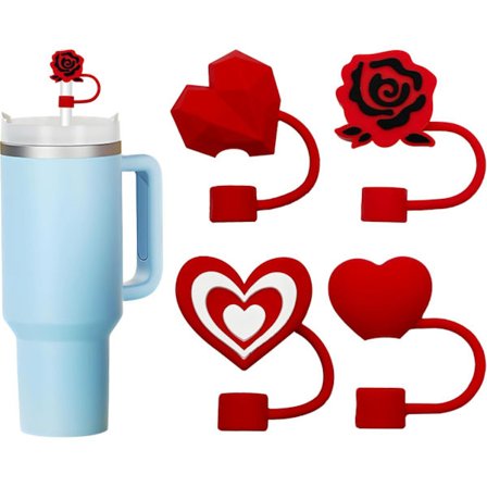 Sugrörsskydd för Stanley Cup 4 st 0,4 tum 10 mm Diameter Återanvändbar Dammtätt Sugrörstopp Kompatibel med Tumbler med Lock och Sugrör (4 st röd 