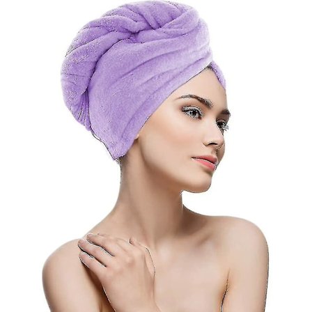 Mikrofiber Håndkletørk for Hår, Magisk Hår Turban Wrap Med Knapp, Badehette for Dusj Håndkle for Rask Tørking Kompatibel Med Kvinner Barn