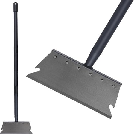 Trädgårdsspade, rensningsspade med handtag, 148 cm, justerbar platt spade för rensning, rengöring, snö- och isskrapa för uppfart