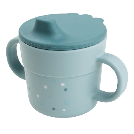 Done by Deer Foodie spout cup Happy dots Blue Mata & äta Blå Ø8 x H 9 cm 215 ml
