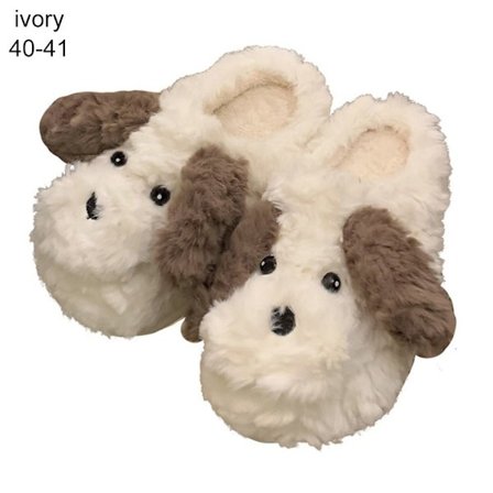 Tecknad söta långa öron valp Mjuka varma bomullstofflor