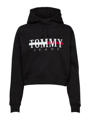 Tjw Relaxed Crop Logo Hoodie Black Tommy Jeans