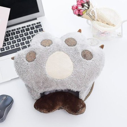 Söt tecknad tass USB-uppvärmd musmatta djur härlig damvärmare händer kontor vinter musmatta