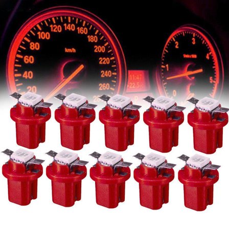 10x T5 B8.5D 5050 SMD Bilinstrumentbræt Instrument LED-pærer Røde Tilbehør