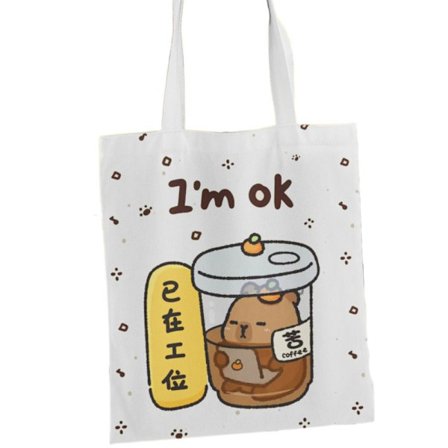 Canvasväska Tecknad Capybara Tote 10 10