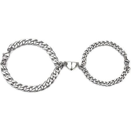 2 stk. par armbånd til par, rustfritt stål vennskap matchende delikate hjerte bff armbånd