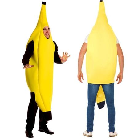Fristende banankostyme for voksne, deluxe sett for Halloween, stor