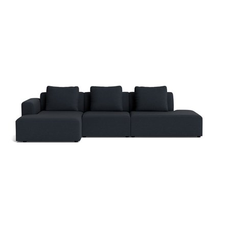 Como chaiselong sofa, venstrevendt | open end - Loop Mørkeblå - 308x155x83cm - Håndlavet Kvalitets Chaiselong Sofa med Ekstra Rygpuder - Mørkeblå