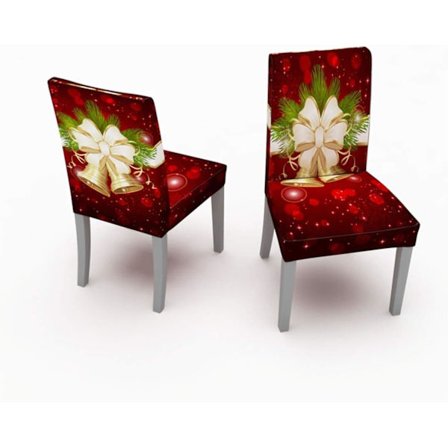 Julfåtöljöverdrag, stretchiga stolsöverdrag, tvättbart skyddande överdrag för matsal, ceremoni, hotell, ChrismasBell - 2-pack