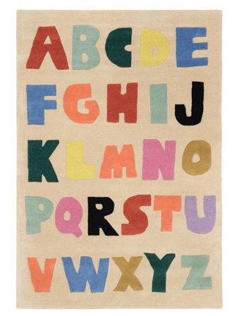 Tapis Enfant De Laine Alphabet Story Beige/Multicolore Petit Oeko-Tex