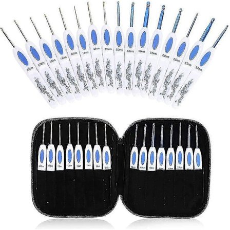 Clover Virknålar Set 16st Med Bärbar Väska För DIY Handvirkning Konst För Älskare (blå)