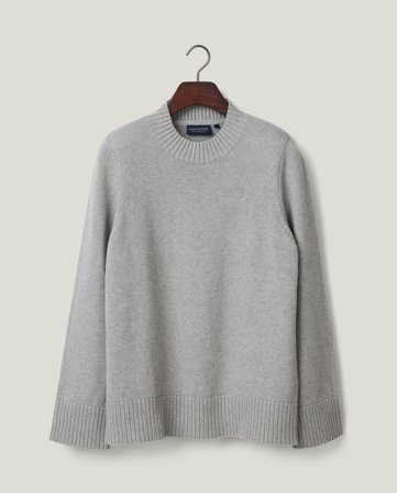 Lexington Kashmirsekoitteinen olkatoppauksilla varustettu neule, harmaa meleerattu