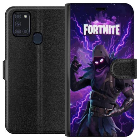Kompatibelt Lommeboketui til Samsung Samsung Galaxy A21s Karakter i mørk lilla energistorm med glødende øyne, intense lynnedslag og futuristisk atm