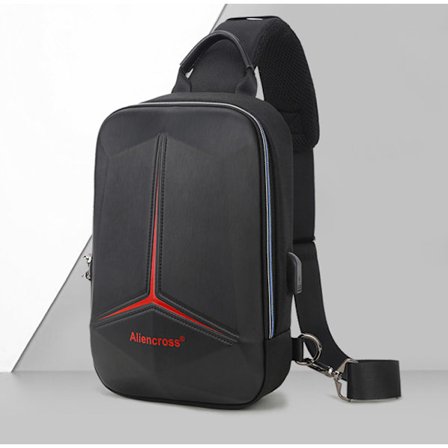 Mænd Multifunktion PVC Anti-tyveri skulder USB Crossbody taske