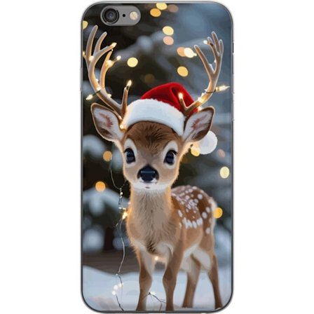 Apple iPhone 6s Plus Gjennomsiktig deksel Søt reinsdyr med nisselue og lyslenke jule reinsdyr søt vinter festlig kawaii ferie snødekket koselig kun