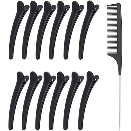 12 hårklemmer + 1 antistatisk halekam, kvinner jenter hårstyling