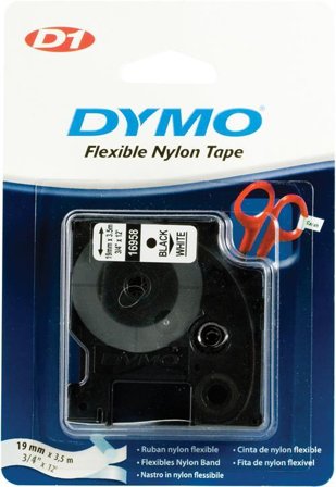DYMO D1 19mm 1pk,Nylon,Sort/Hvit