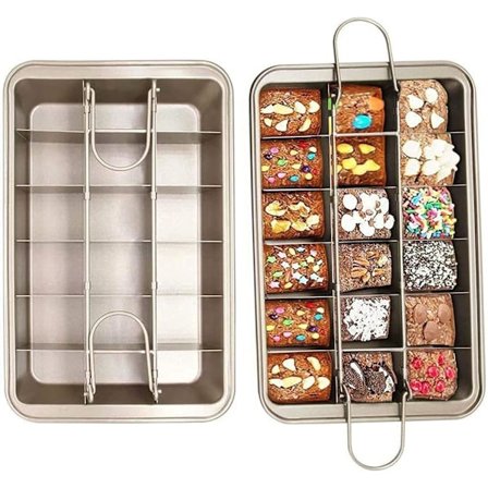 Brownieform med Delere, 18 Forudskårne Browniebagebakke, Browniekageform Delere Chokolade Kageform Non-Stick Opdelt Brownie