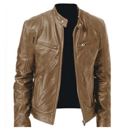 Svart/brun/khaki/röd skinnjacka Mjuk casual Fritidskläder Kappa för kontor i sovrummet