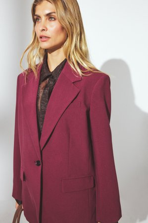 NA-KD Oversized maxiblazer med en knapp - Figursydd kavaj - Burgundy - EU 36