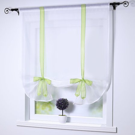 Roomalaiset kiristysnauhaverhot lyhyet verhot kirjonta LxK60x140cm Vihreä 2kpl