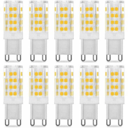 Pakke med 10 G9 5W LED-pære, svarende til 40W, varm hvid 3000k, 220-
