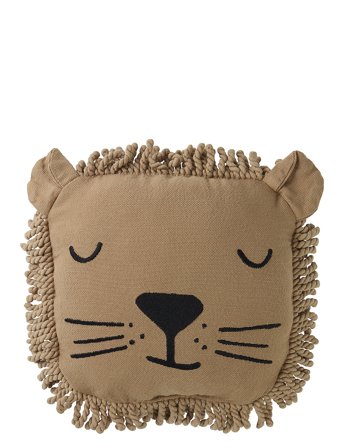 NOBODINOZ Lion Face Embroidery Cushion 34X34 - Beige - ONE SIZE