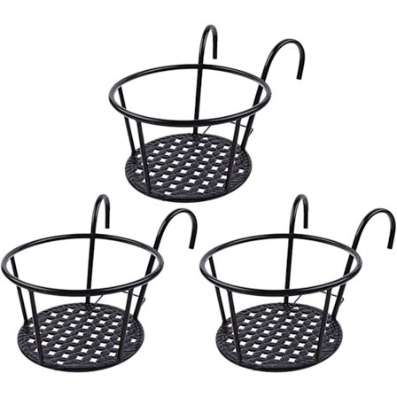 Hängande järn/metall blomkruka för 3/8 krukor balkong trädgård vägg metall hink hängande rack gåva avtagbar stil